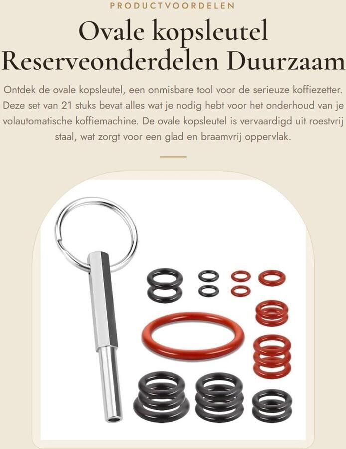 Solidchoice- Kopsleutel Ovaal 61 mm 21 Stuks Afdichtringen Reserveonderdelen Koffiemachine Roestvrij Staal Duurzaam Luchtdicht Koffiemachine Gereedschap