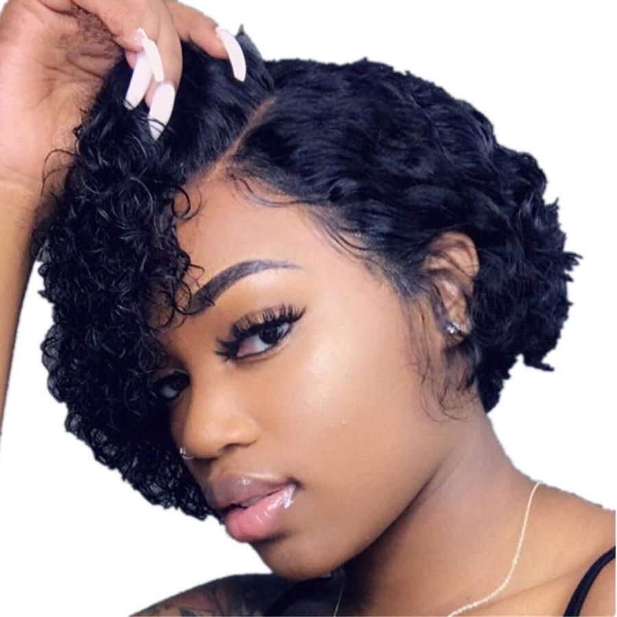 Solidchoice Korte Krullende Afro Haarperruque voor Dames