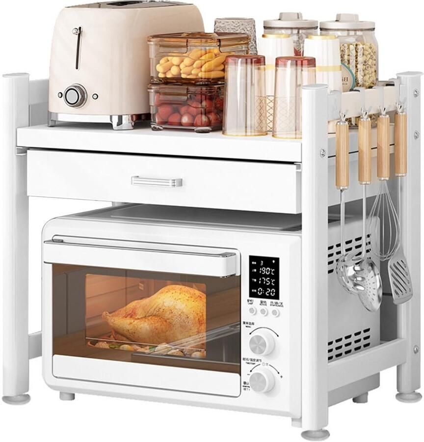 Solidchoice Magnetron Rek met Uittrekbare Organizer Carbon Staal 56 cm