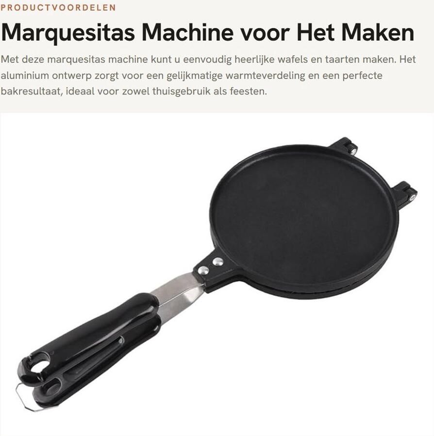 Solidchoice- Marquesitas Machine Aluminiumlegering Antiaanbak Huishoudelijke Apparaten Kegelvormige Wafels Afmetingen 38 5 x 17 cm Gewicht 726g Wafelijzer
