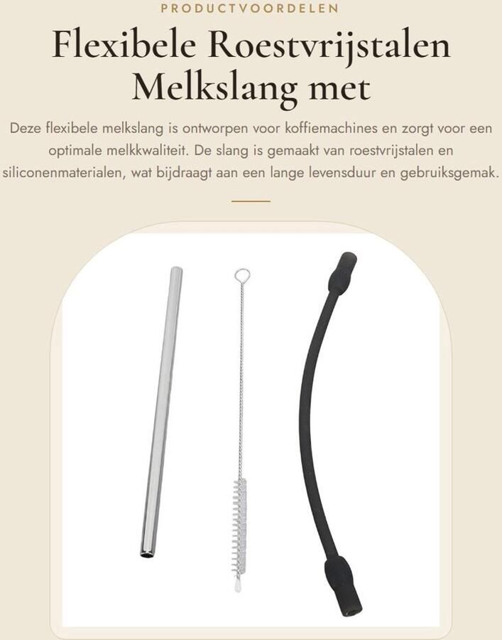 Solidchoice- Melkslang Roestvrij Staal Vervangingsslang Borstel Siliconen Koffiemachine Eenvoudige Installatie Koffiemachine Slang