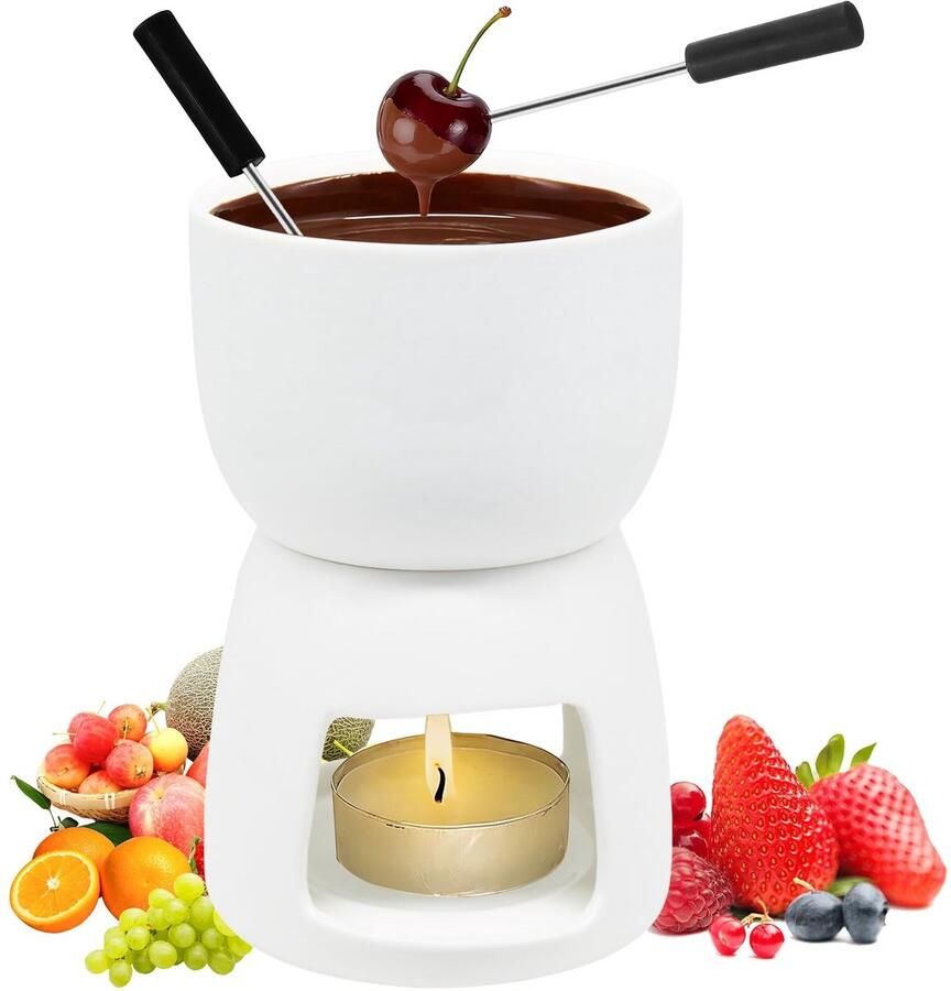 Solidchoice Mini Keramische Chocolade Fondue Set voor Thuisgebruik
