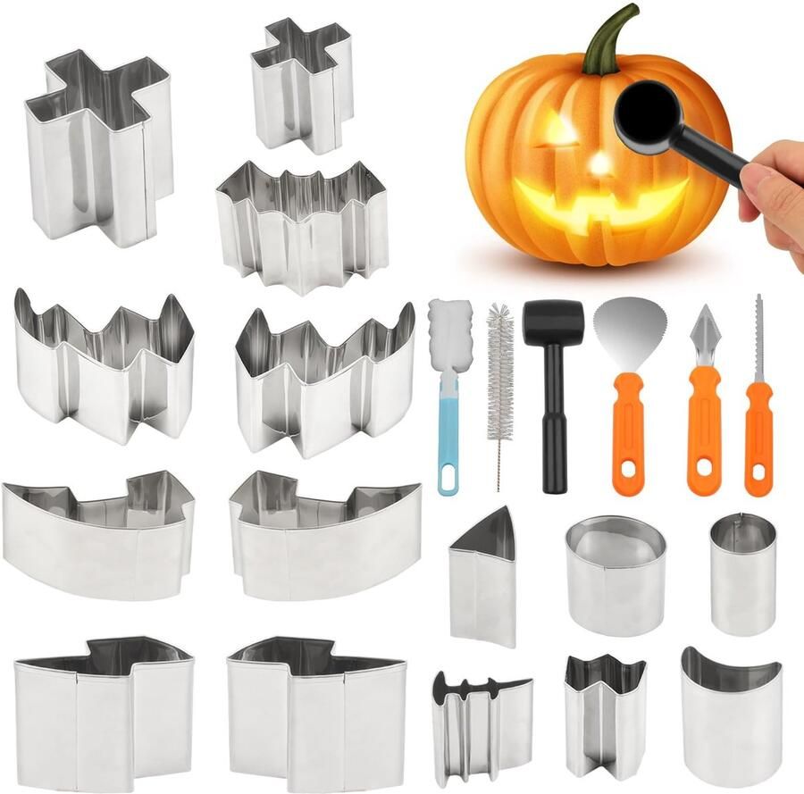 Solidchoice Pompoen Snijden Set met 21 Gereedschappen voor Halloween