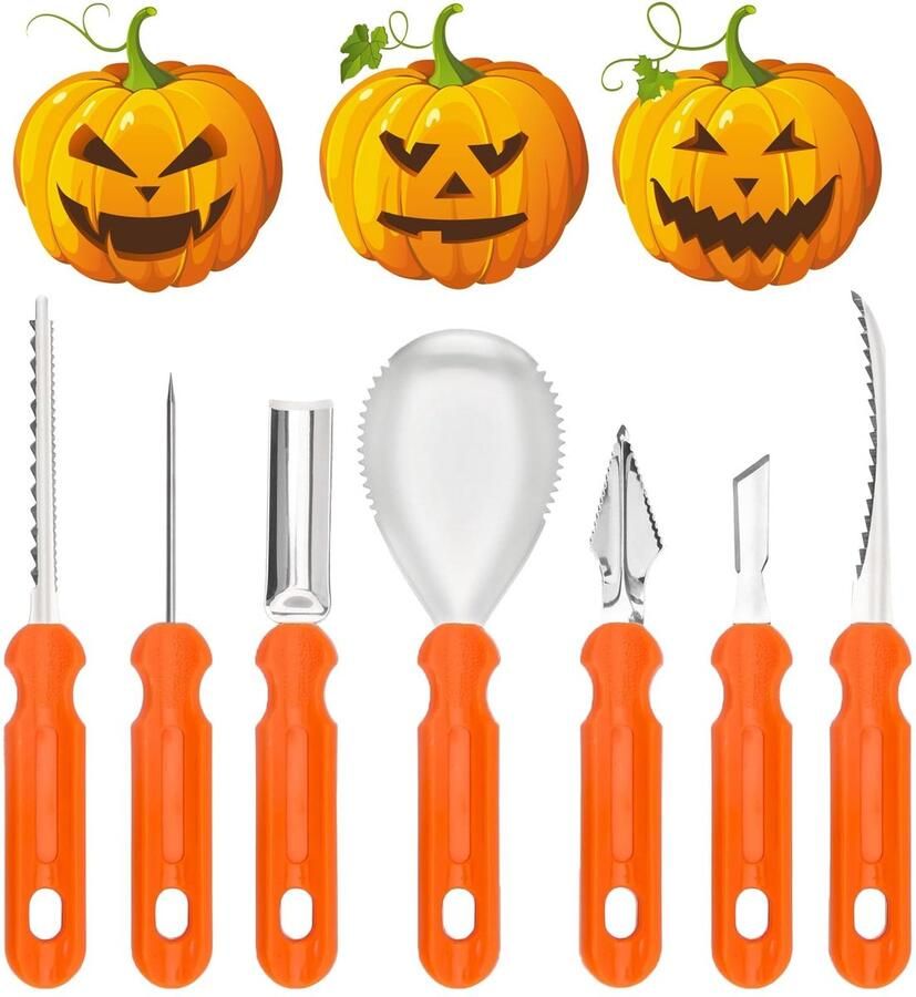 Solidchoice Pompoensnijder Set van 7 Stuks voor Halloween Decoratie