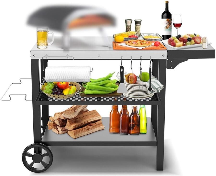 Solidchoice Roestvrijstalen Grilltafel met 3 Etages 116 x 54 cm