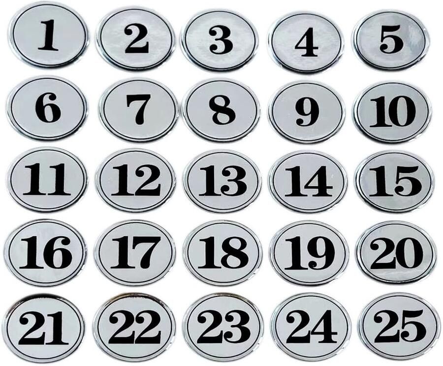 Solidchoice Ronde Tafelnummer Set (1-25) voor Horeca