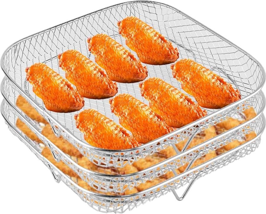 Solidchoice RVS Air Fryer Rack met 3 Stapelbare Dehydrator Racks
