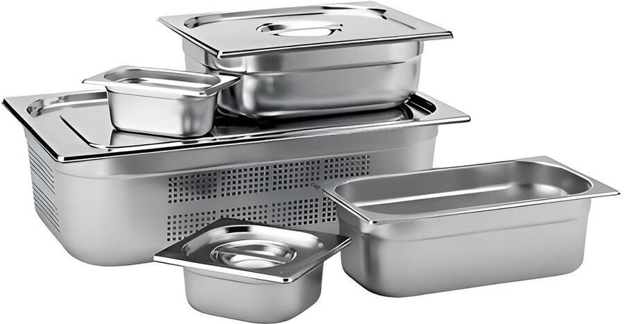 Solidchoice RVS Gastronormpannen Set van 6 voor Koken en Opslag