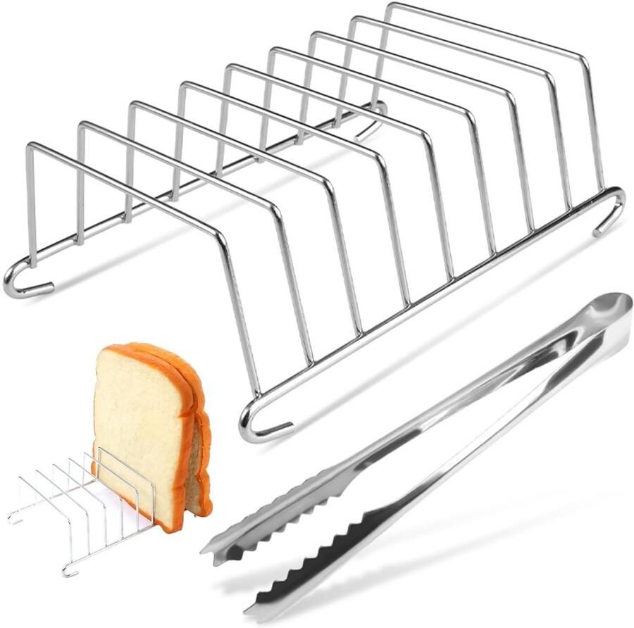 Solidchoice RVS Toasthouder met Keukentangen voor 8 Plakken Toast