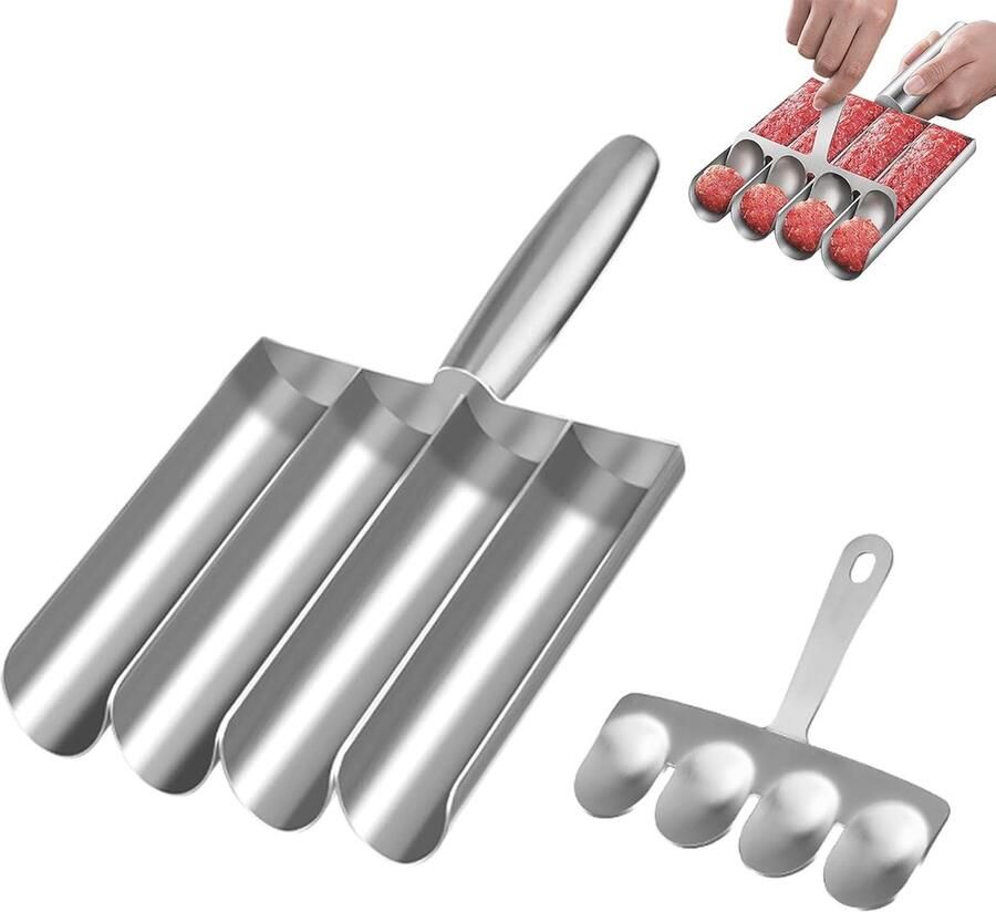 Solidchoice RVS Vleesbal Maker met 4 Tubes voor Keuken