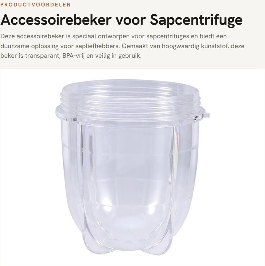 Dailygoods- Sapcentrifuge Accessoirebeker Hoge Korte Cup Duurzaam Kunststof Transparante Behuizing BPA-vrij Reserveonderdelen Mixbeker