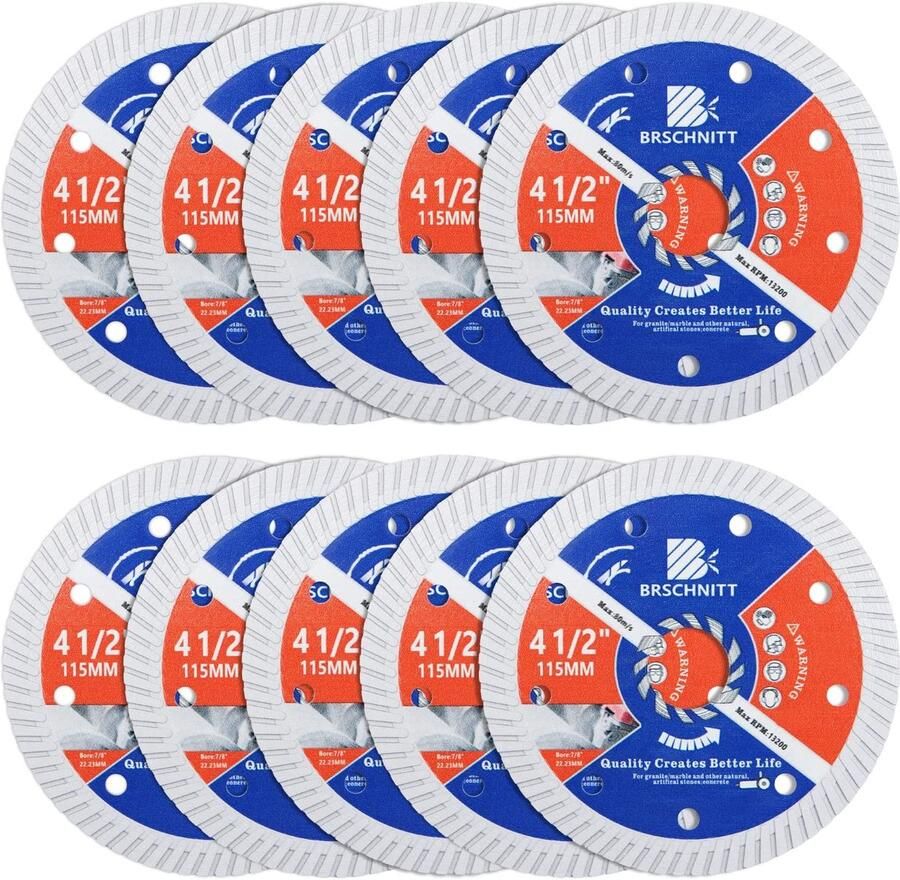 Solidchoice Set van 10 Diamantzaagbladen voor Beton