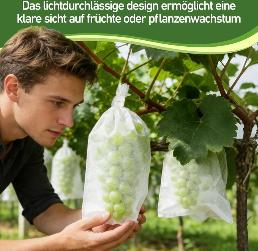Solidchoice Set van 100 Beschermzakken voor Druiven en Fruit