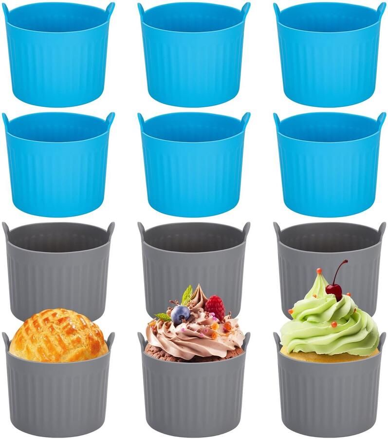 Solidchoice Set van 12 Siliconen Muffinbekers voor Heteluchtfriteuse