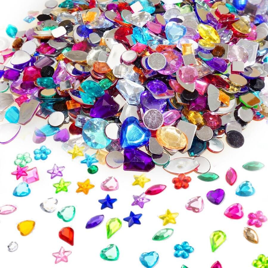 Solidchoice Set van 1200 Kleurrijke Acryl Glitterstenen voor Knutselen