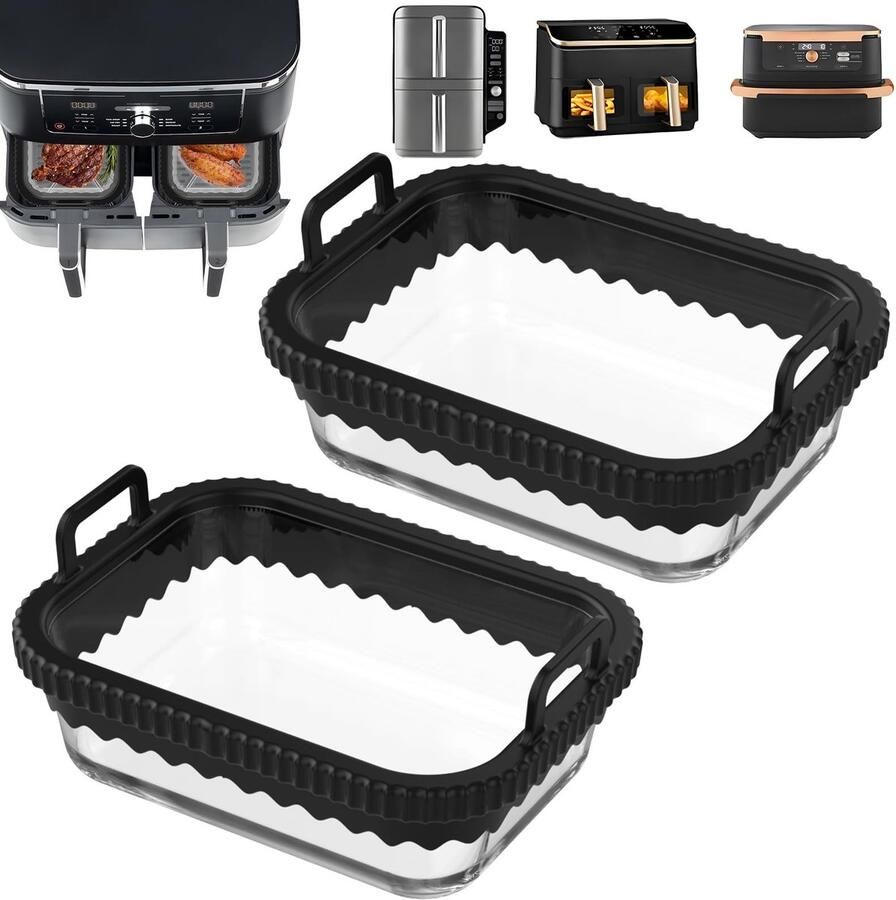 Solidchoice Set van 2 Bakplaten voor Airfryer met Silicone Handvatten