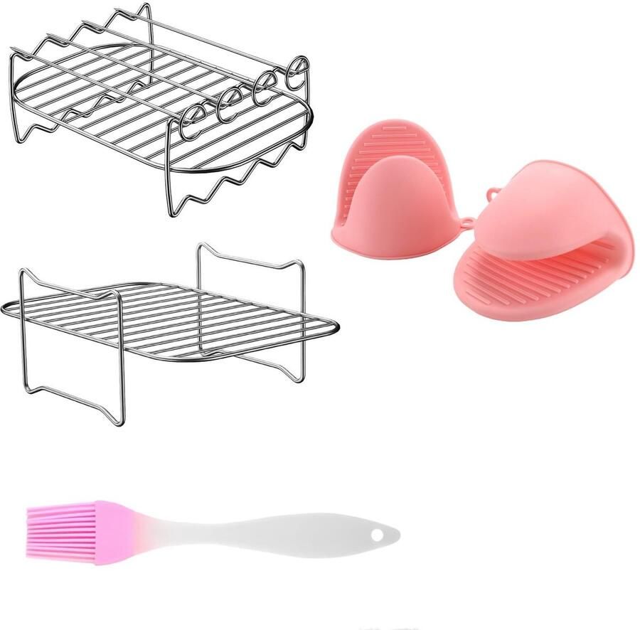Solidchoice Set van 2 Grill Racks voor Air Fryer met Silicone Handschoenen