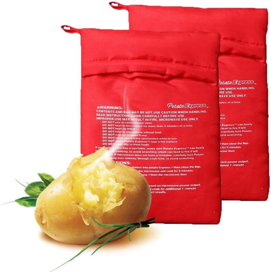 Solidchoice Set van 2 Herbruikbare Magnetron Kookzakken voor Aardappelen