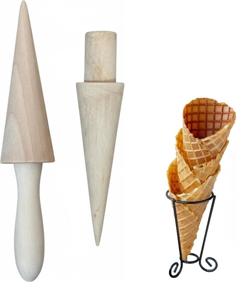Solidchoice Set van 2 Houten Wafel Cones voor IJs en Wafels