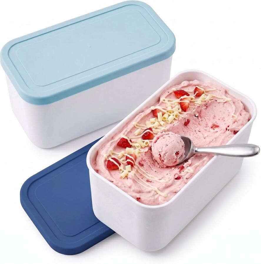 Solidchoice Set van 2 IJscontainers BPA-vrij 1L Mintblauw + Marineblauw