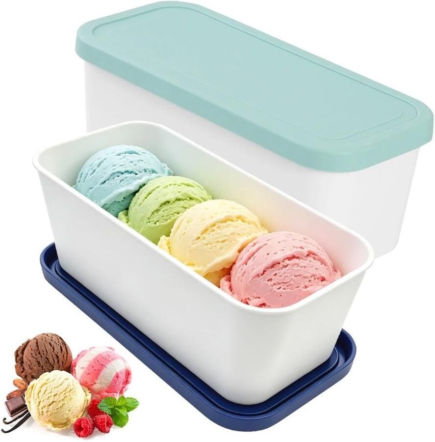 Solidchoice Set van 2 IJscontainers met Deksel 2 L voor Zelfgemaakt IJs