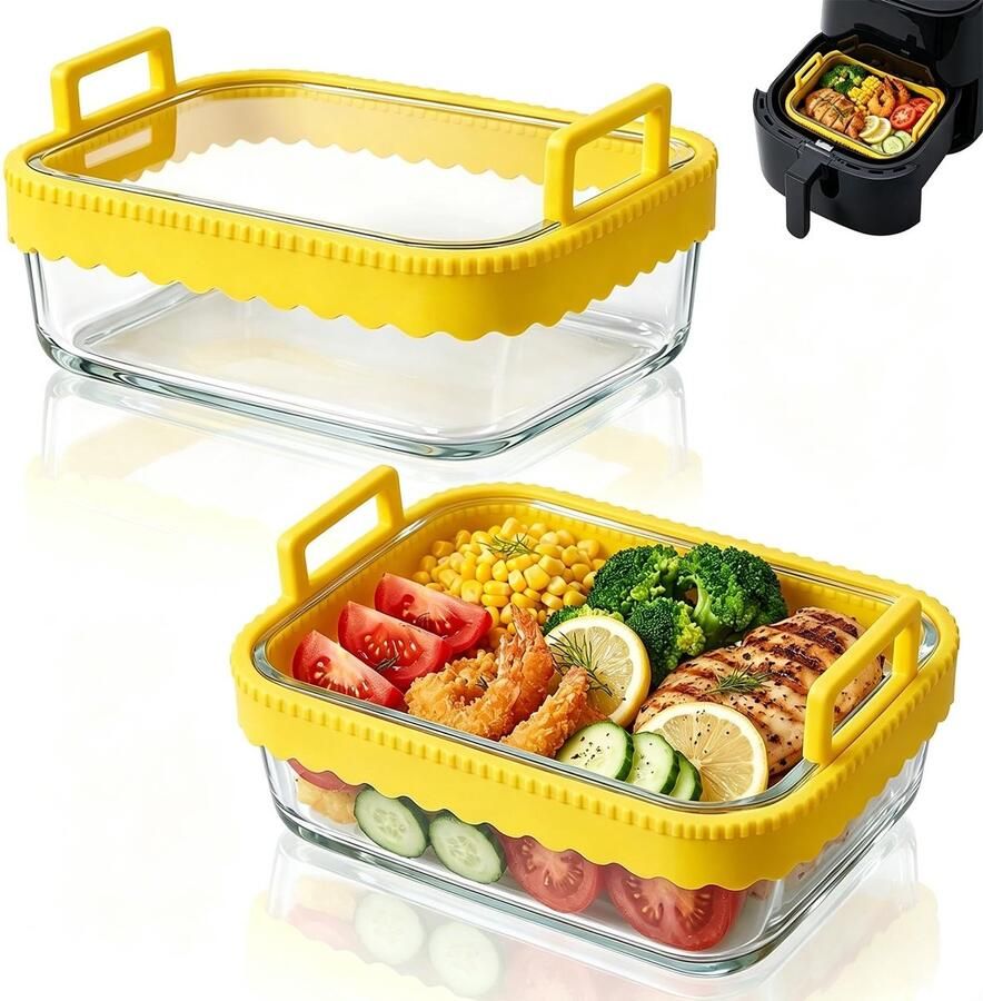 Solidchoice Set van 2 Ovenvormen voor Airfryer BPA Vrij en Glas