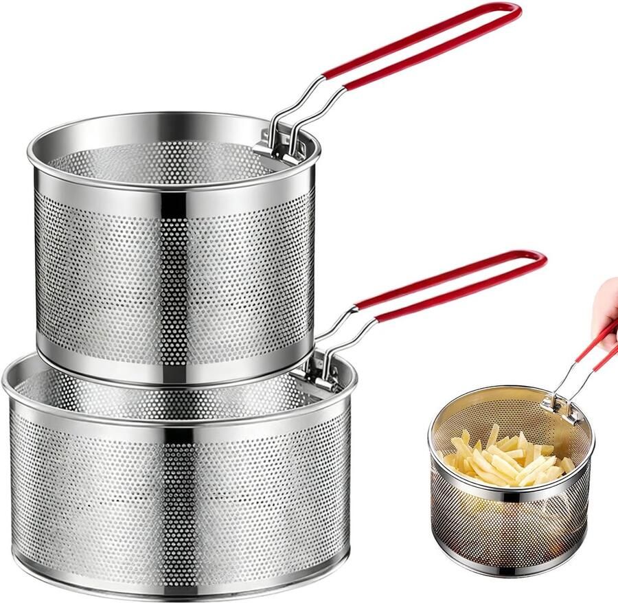Solidchoice Set van 2 RVS Frituurmanden voor Koken en Stomen