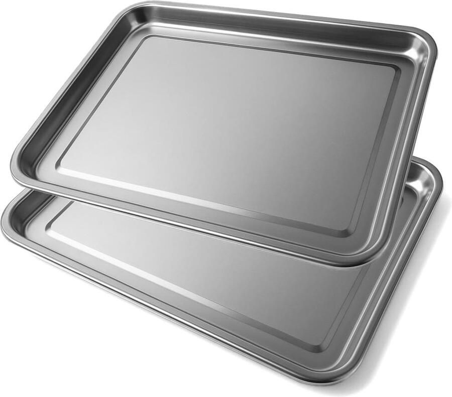 Solidchoice Set van 2 RVS Serveerplaten 36 x 27 cm
