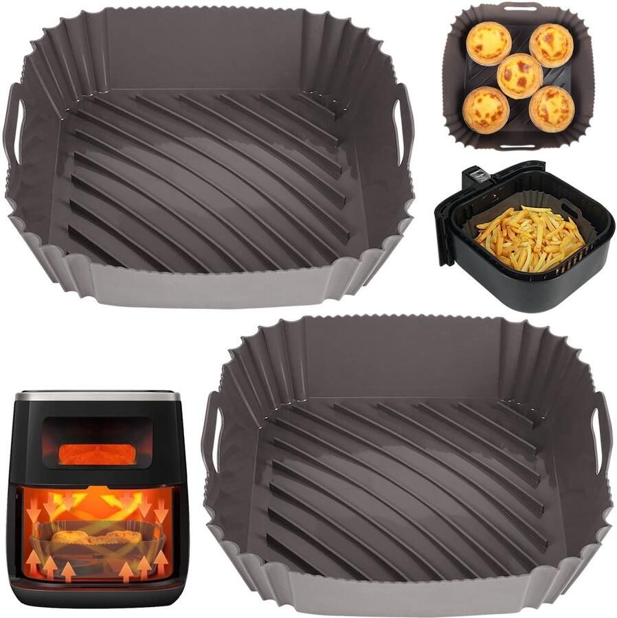 Solidchoice Set van 2 Siliconen Air Fryer Liners voor 8 inch Airfryer