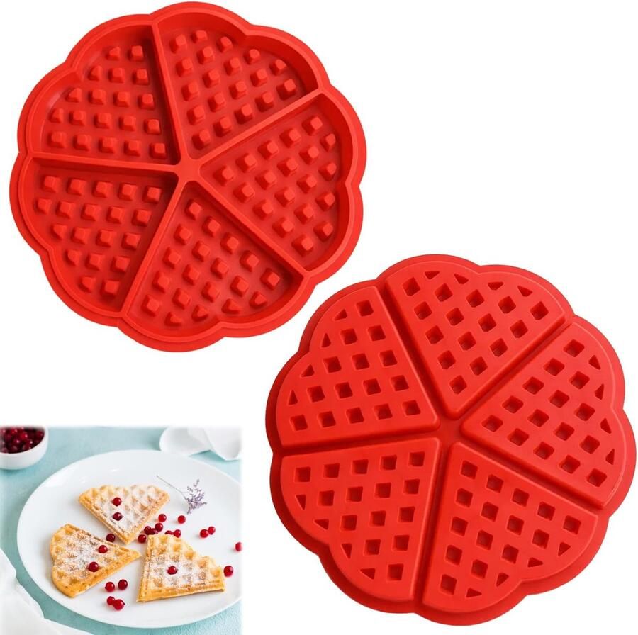 Solidchoice Set van 2 Siliconen Wafelvormen voor Air Fryer in Hartvorm