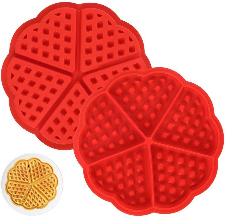 Solidchoice Set van 2 Siliconen Wafelvormen voor Airfryer Hartvormig