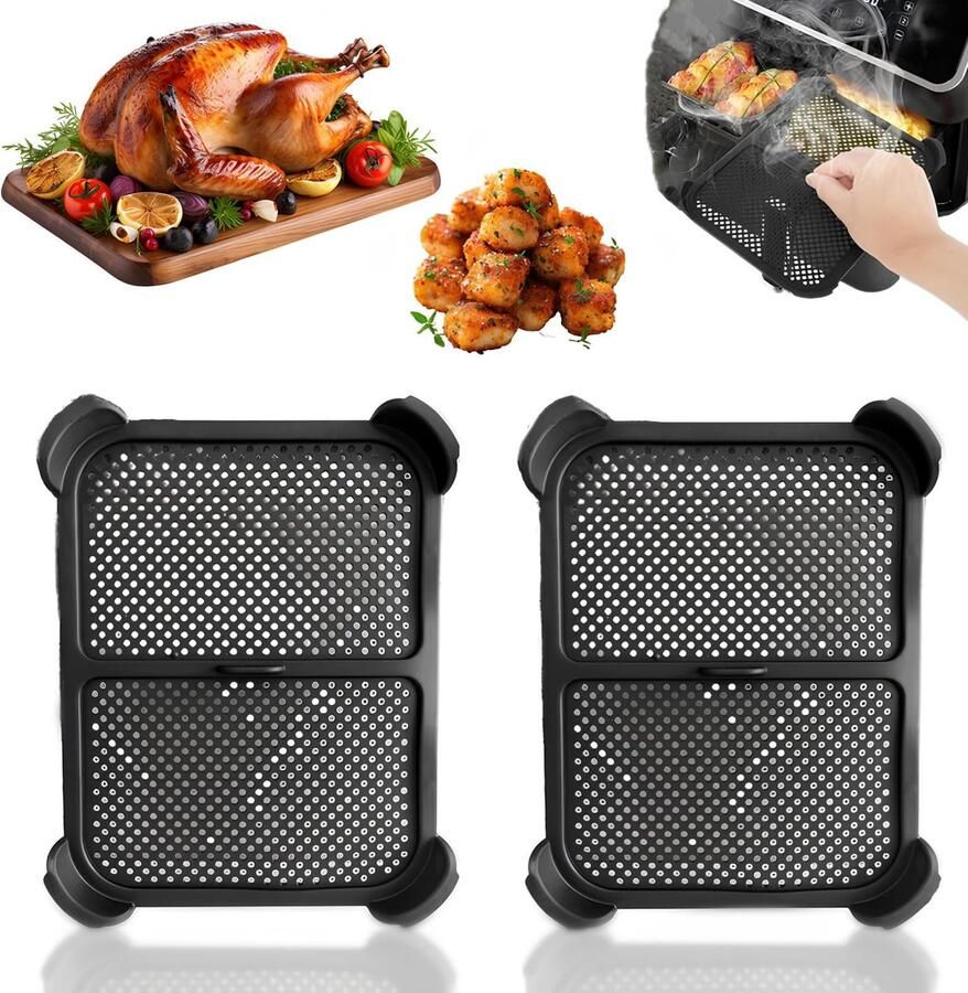 Solidchoice Set van 2 Spatdeksels voor Airfryer Herbruikbaar Siliconen Bakvorm