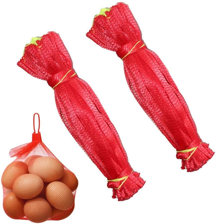 Solidchoice Set van 200 Herbruikbare Netzakken voor Groente en Fruit (Rood)