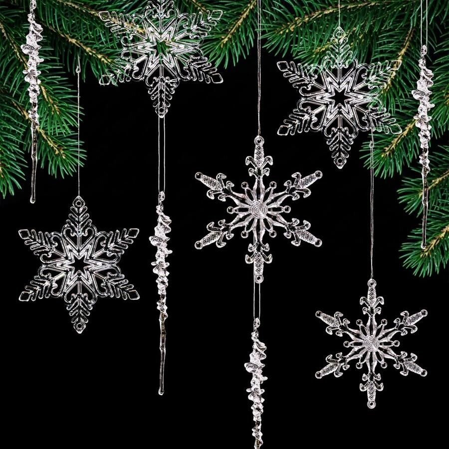 Solidchoice Set van 24 Kerstboomdecoraties van Acryl
