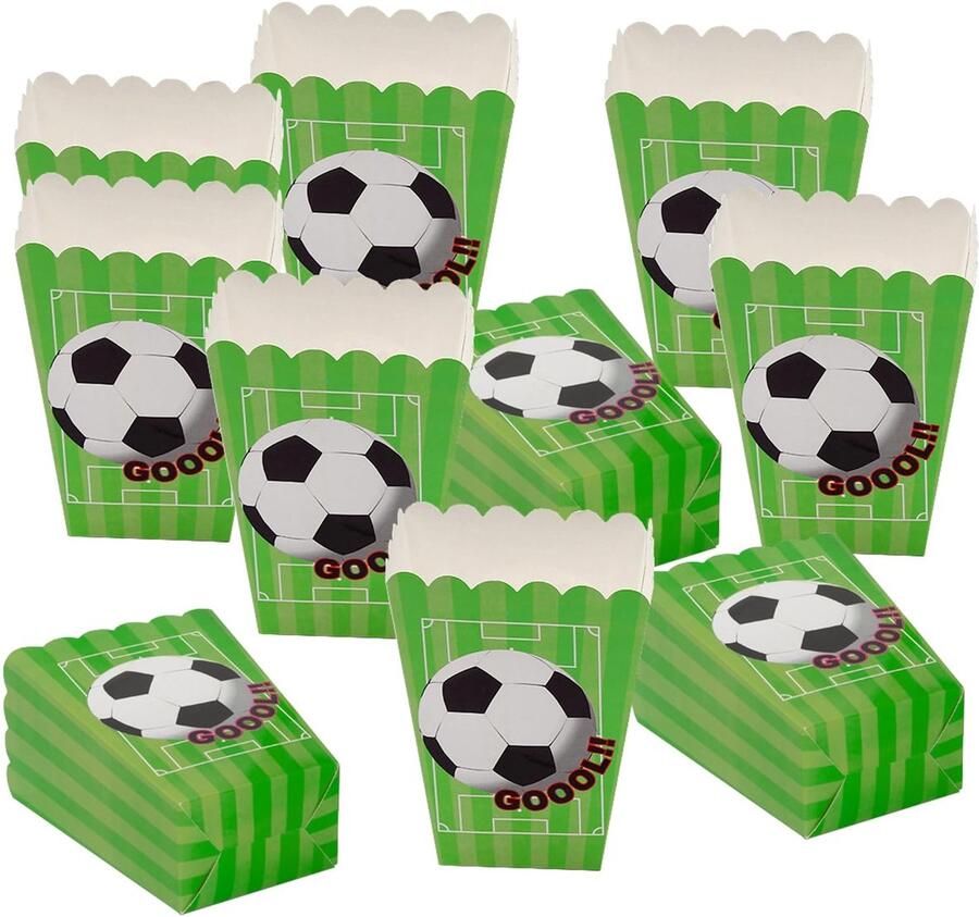 Solidchoice Set van 24 Voetbal Popcorn Dozen voor Feestjes