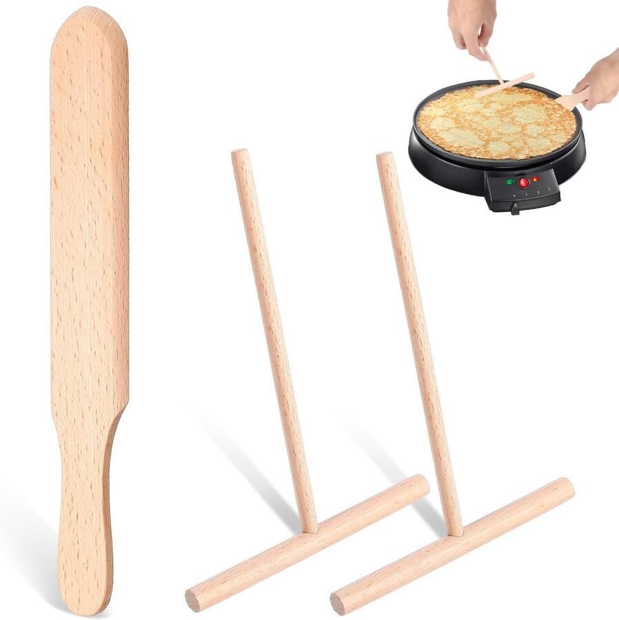 Solidchoice Set van 3 Beukenhouten Pancake Spatula's