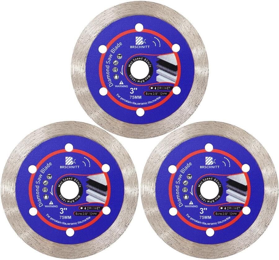 Solidchoice Set van 3 Diamantschijven voor Keramisch Snijden