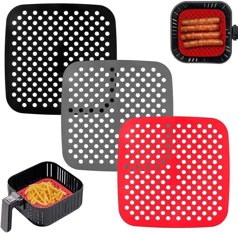 Solidchoice Set van 3 Herbruikbare Siliconen Matten voor Airfryer