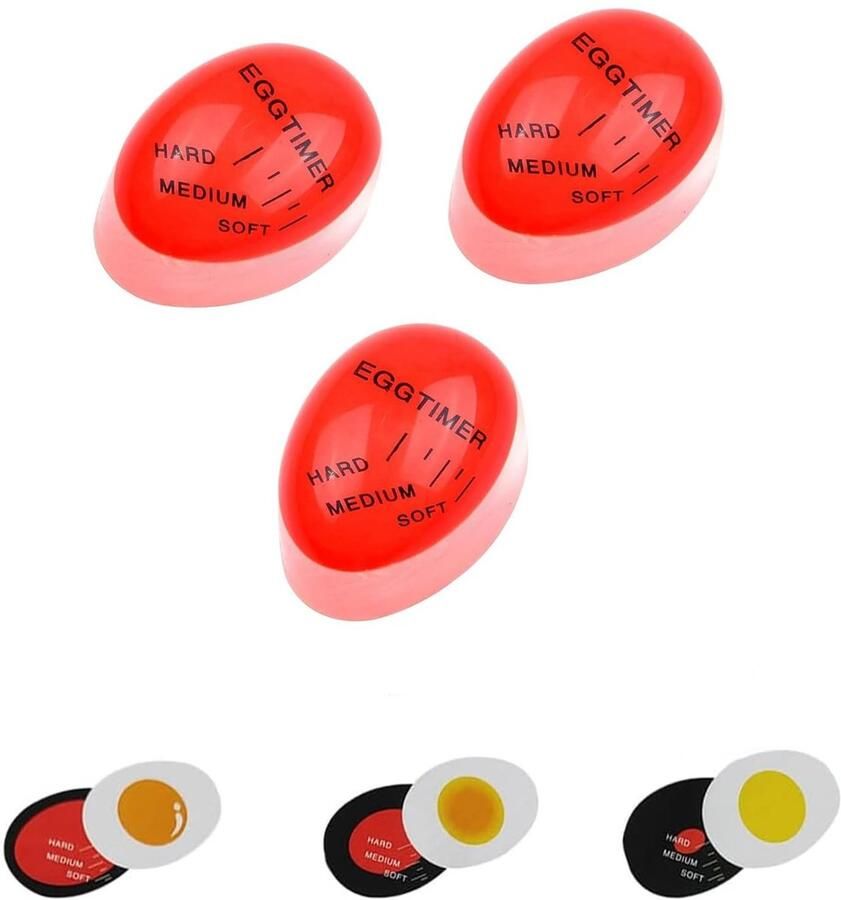 Solidchoice Set van 3 Kookwekkers voor Eieren met Kleurverandering Ideaal voor Perfect Gekookte Eieren