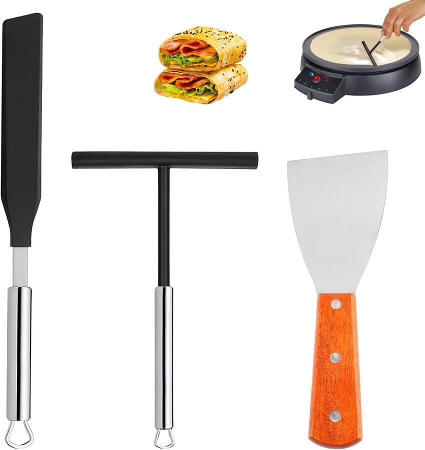 Solidchoice Set van 3 Pannenkoekenspatels en Verdelers