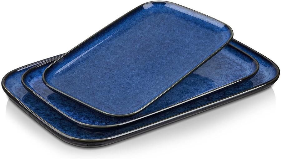 Solidchoice Set van 3 Serviesplaten in Steenware met Glazuur