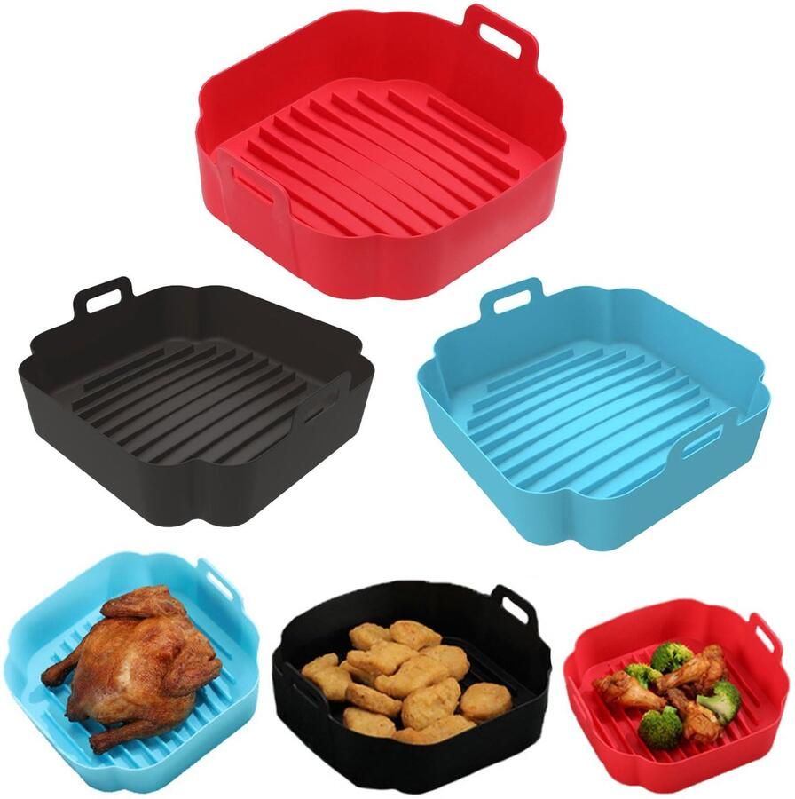 Solidchoice Set van 3 Siliconen Air Fryer Liners 20 cm