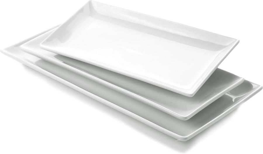 Solidchoice Set van 3 Witte Rechthoekige Serving Platen