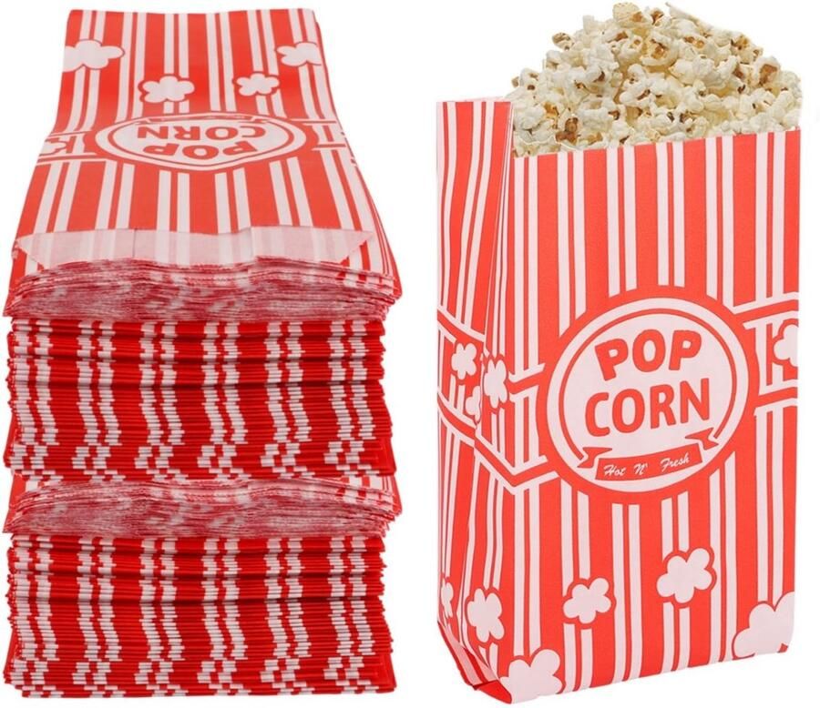Solidchoice Set van 300 Popcornzakken voor Feestjes en Bioscoopavonden