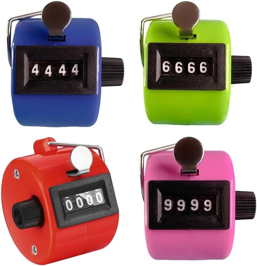 Solidchoice Set van 4 Handmatige Kliktellers met Vingerring