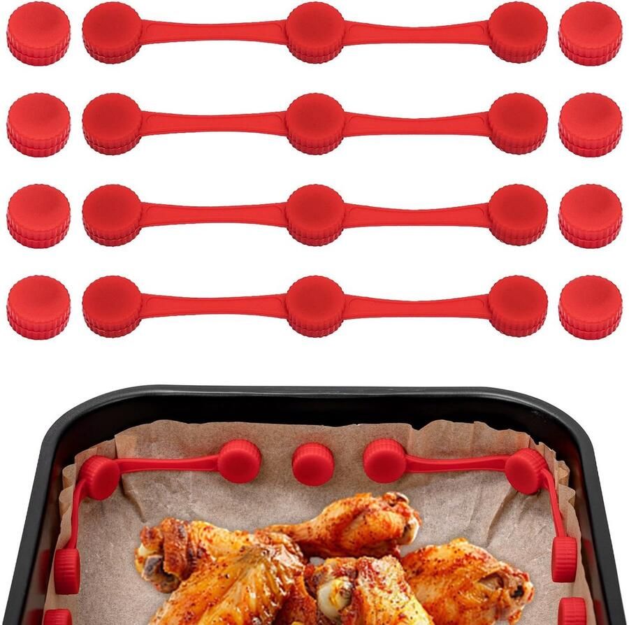 Solidchoice Set van 4 Magnetische Siliconen Bevestigingsclips voor Air Fryer Rood