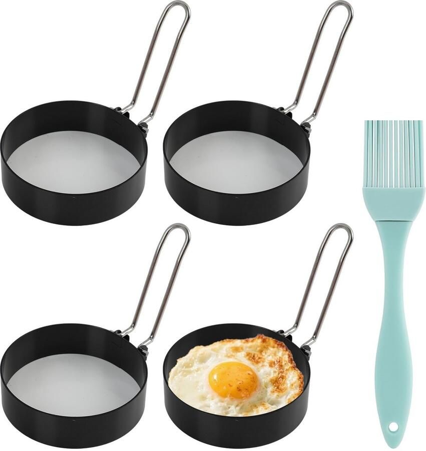 Solidchoice Set van 4 RVS Eimallen met Oliekwast