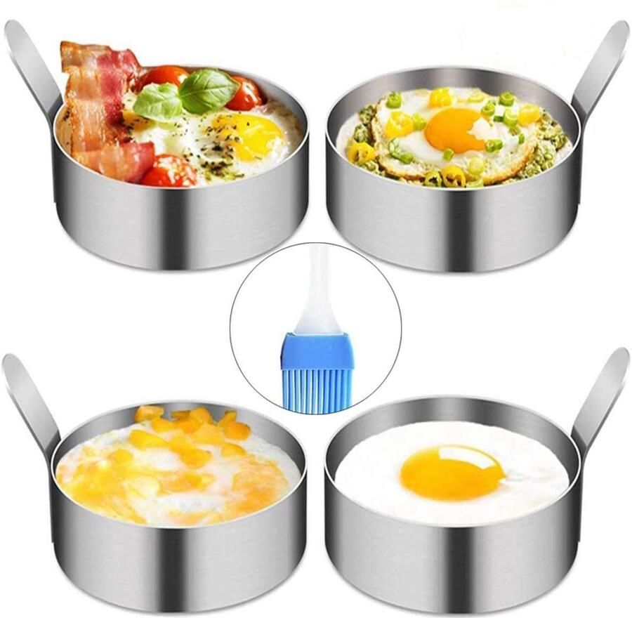 Solidchoice Set van 4 RVS Eivormen voor Perfect Gekookte Eieren en Pannenkoeken