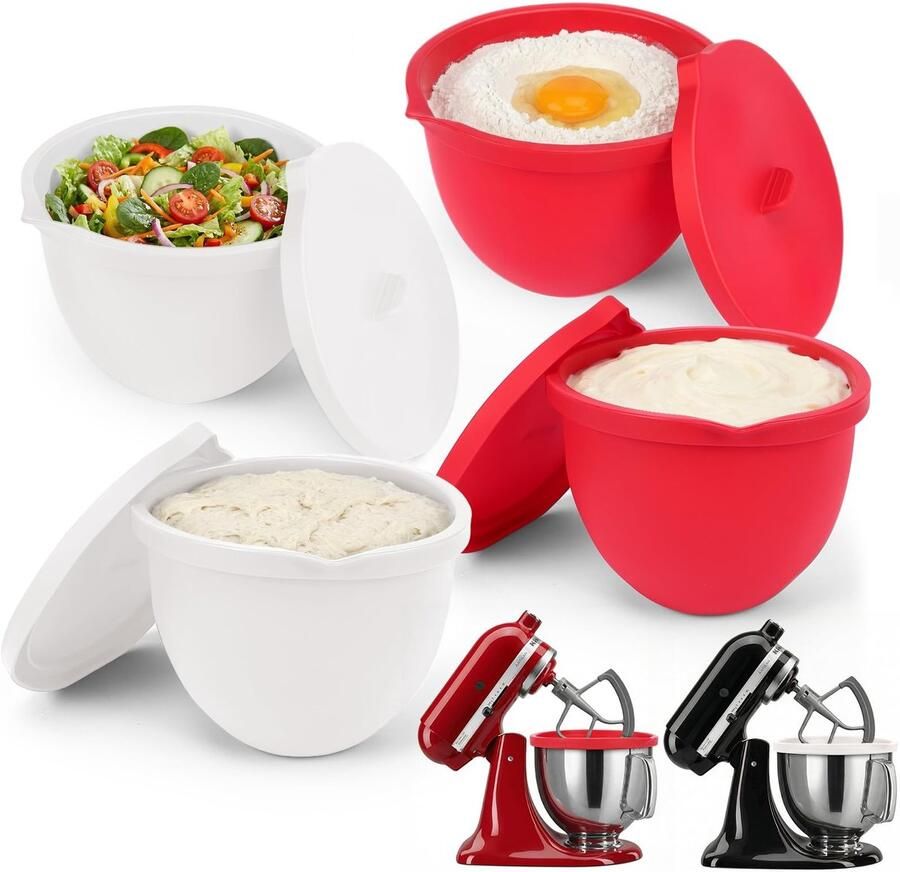 Solidchoice Set van 4 Siliconen Schaalinzetstukken voor KitchenAid 5 Quart Mixer