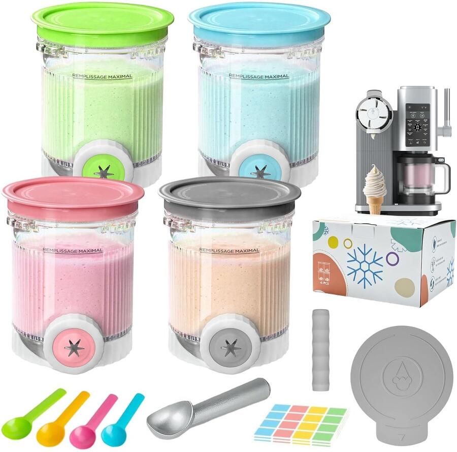 Solidchoice Set van 4 Vervangende Containers voor Ninja Swirl IJsmaschine